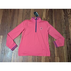 Polo Ralph Lauren Pink Womens 1/4 Zip Harbor Town Girl Large 12-14 Fleece NWT